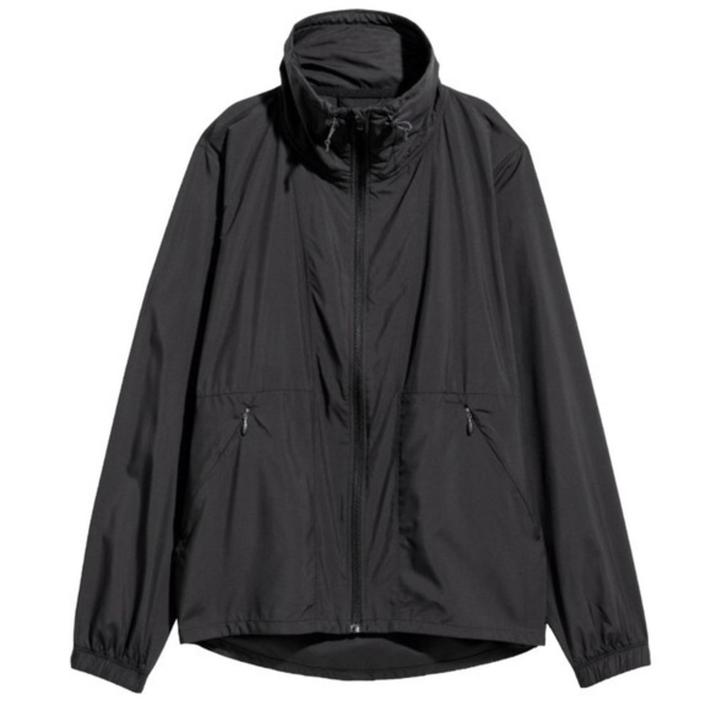 H&M Sport | Black Windproof Reflective Run Zippered Front Jacket
